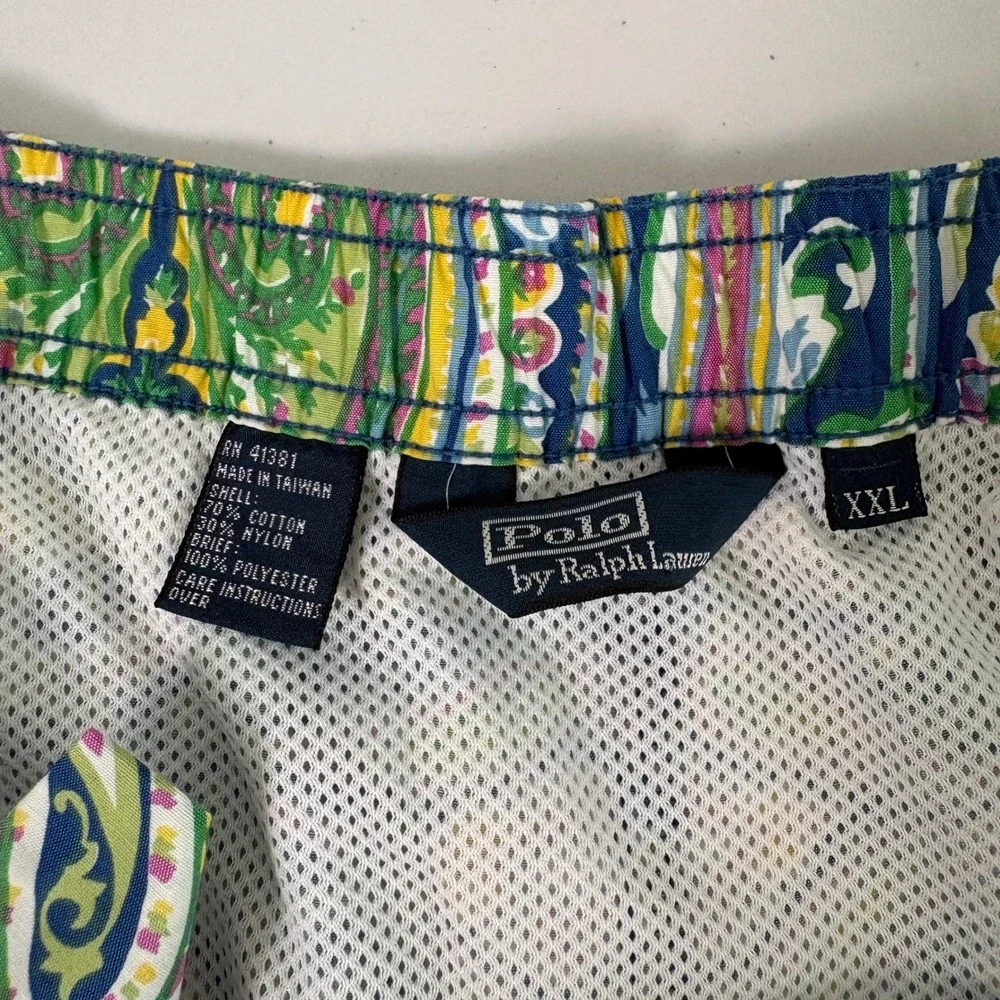 Polo Ralph Lauren Swim Trunks Mens XXL Blue Green Pink Paisley Board Shorts